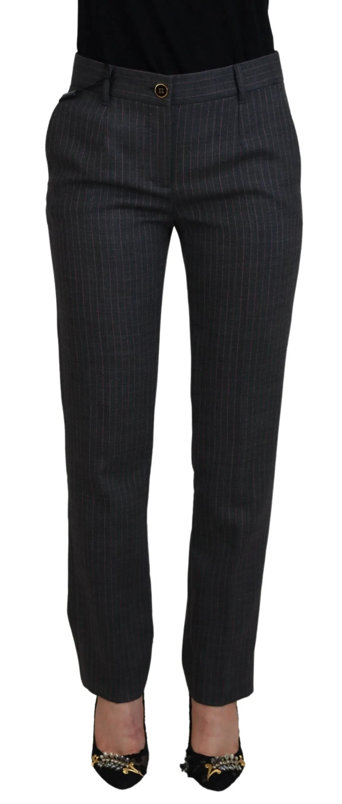 Gray Stripes Wool Tapered Women Pants sold by Lord & Taylor