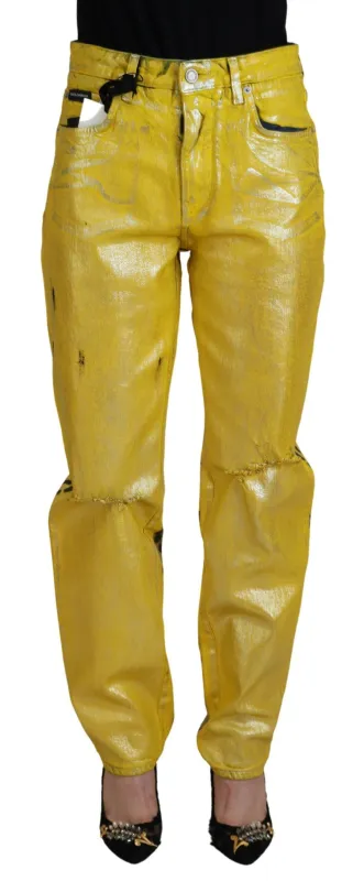 Yellow Leopard Cotton Straight Denim Jeans sold by Lord & Taylor