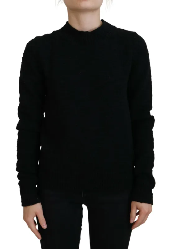 Black Wool Knit Crewneck Pullover Sweater sold by Lord & Taylor