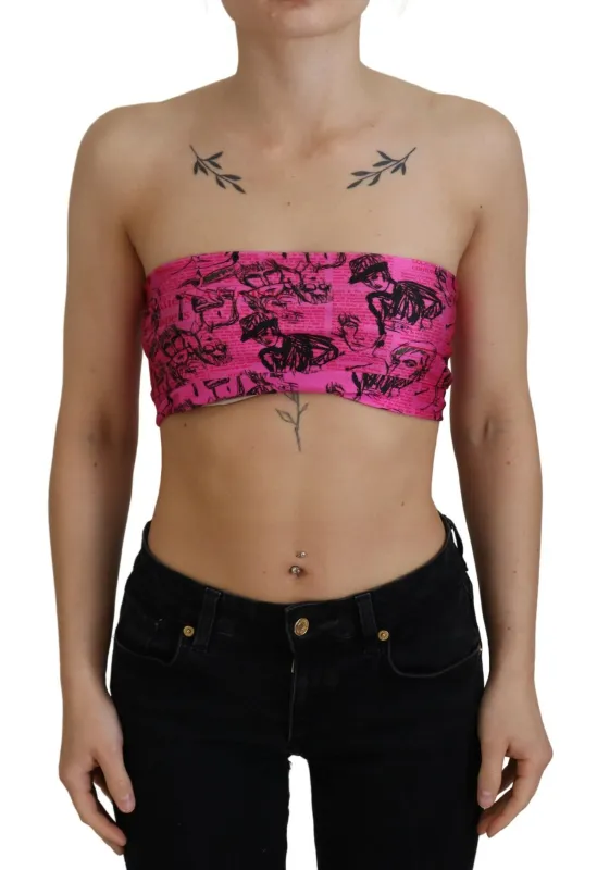Pink Newspaper Print Bra Cropped Blouse sold by Lord & Taylor