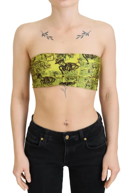 Yellow Newspaper Print Cropped Blouse sold by Lord & Taylor