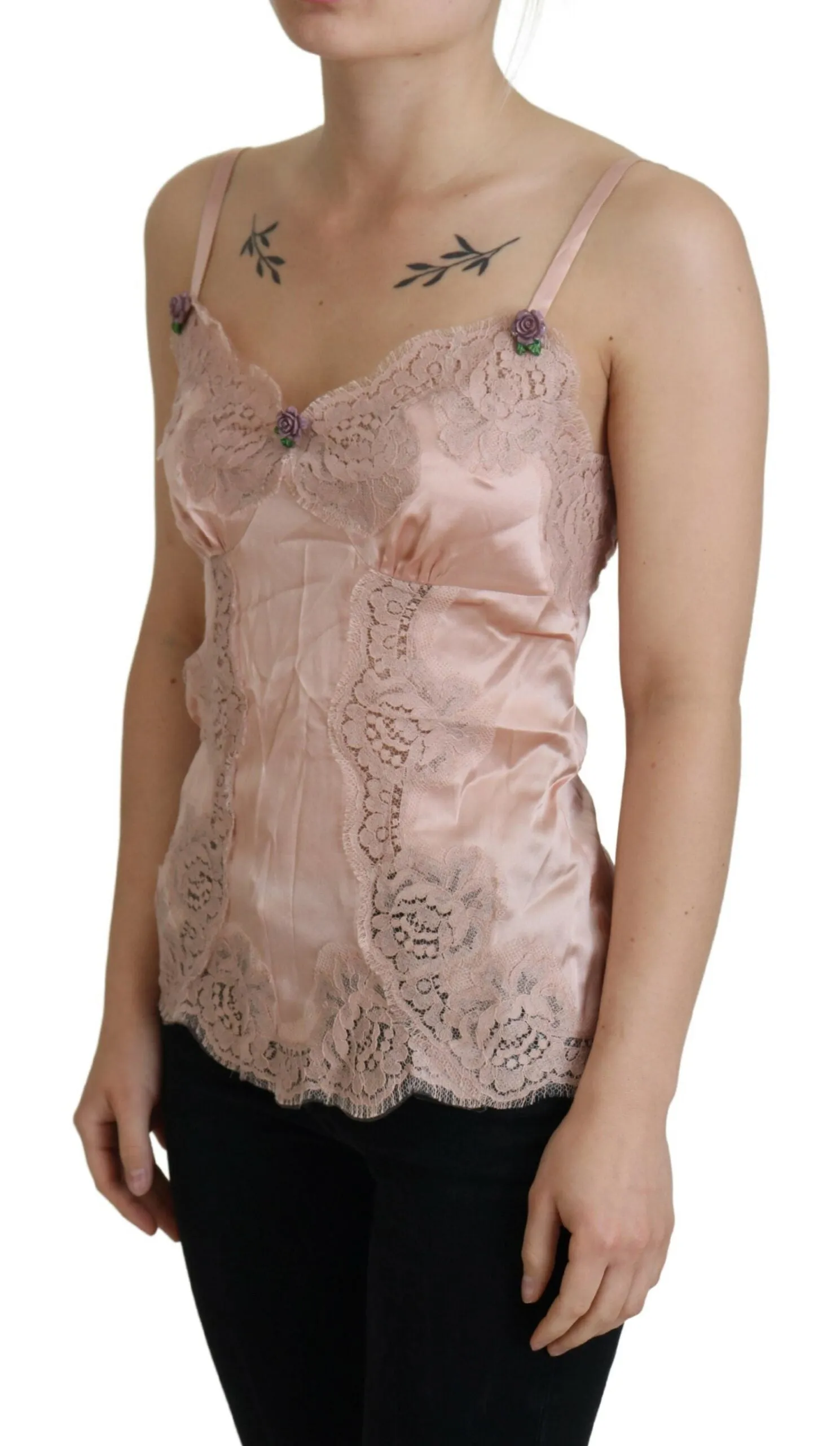 Pink Satin Lace Roses Tank Top Lingerie sold by Lord & Taylor product image thumbnail 2