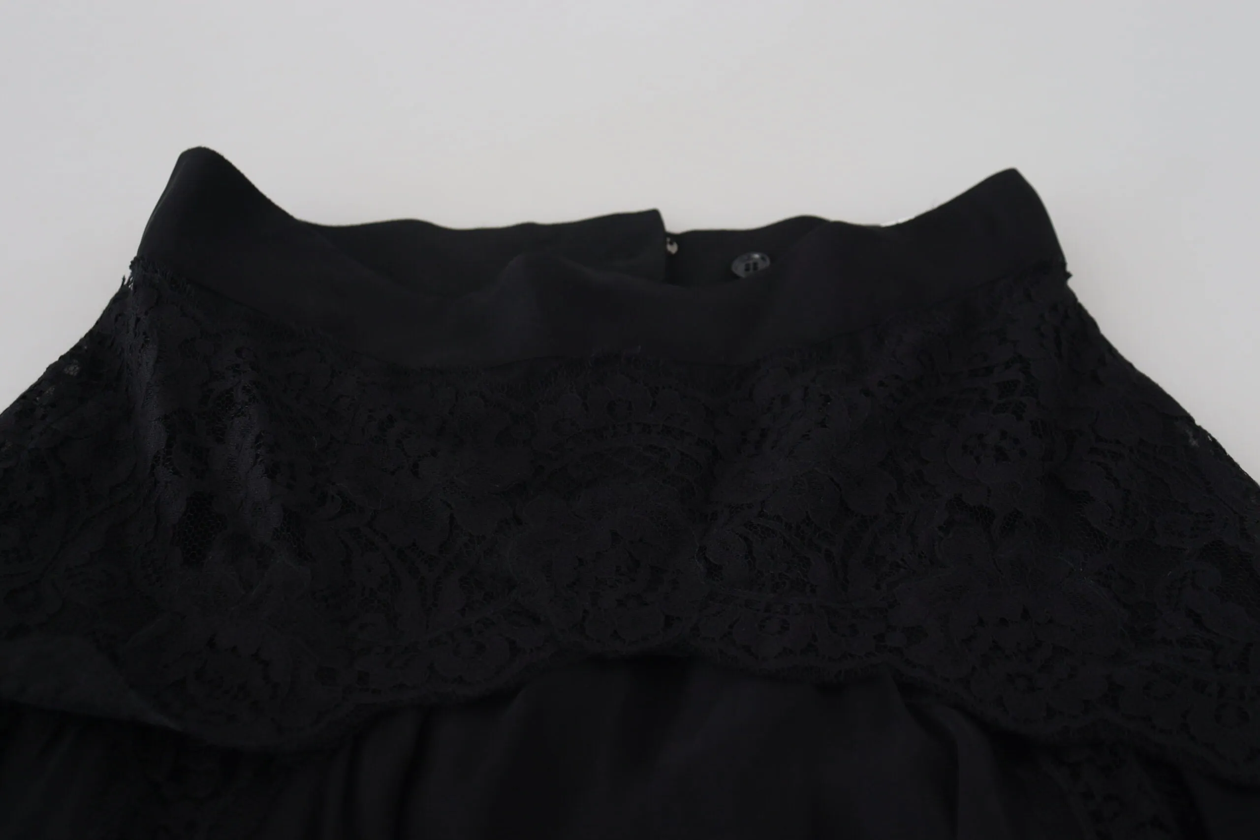 Black Silk Lace Trim High Waist Midi Skirt sold by Lord & Taylor product image thumbnail 4