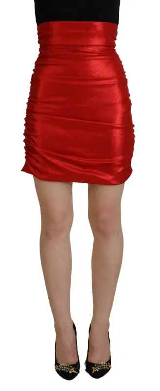 Metallic Red High Waist Polyester Mini Skirt sold by Lord & Taylor