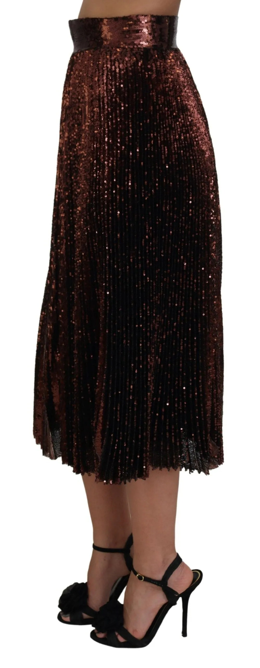 Bronze Sequined High Waist A-line Maxi Skirt sold by Lord & Taylor product image thumbnail 2
