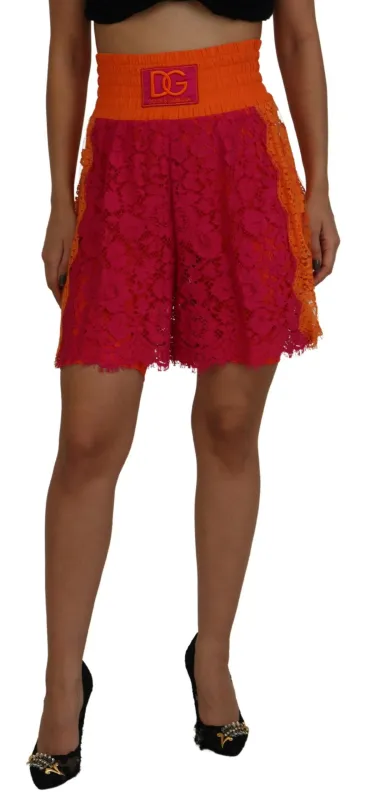 Pink Orange Lace Cotton High Waist Shorts sold by Lord & Taylor