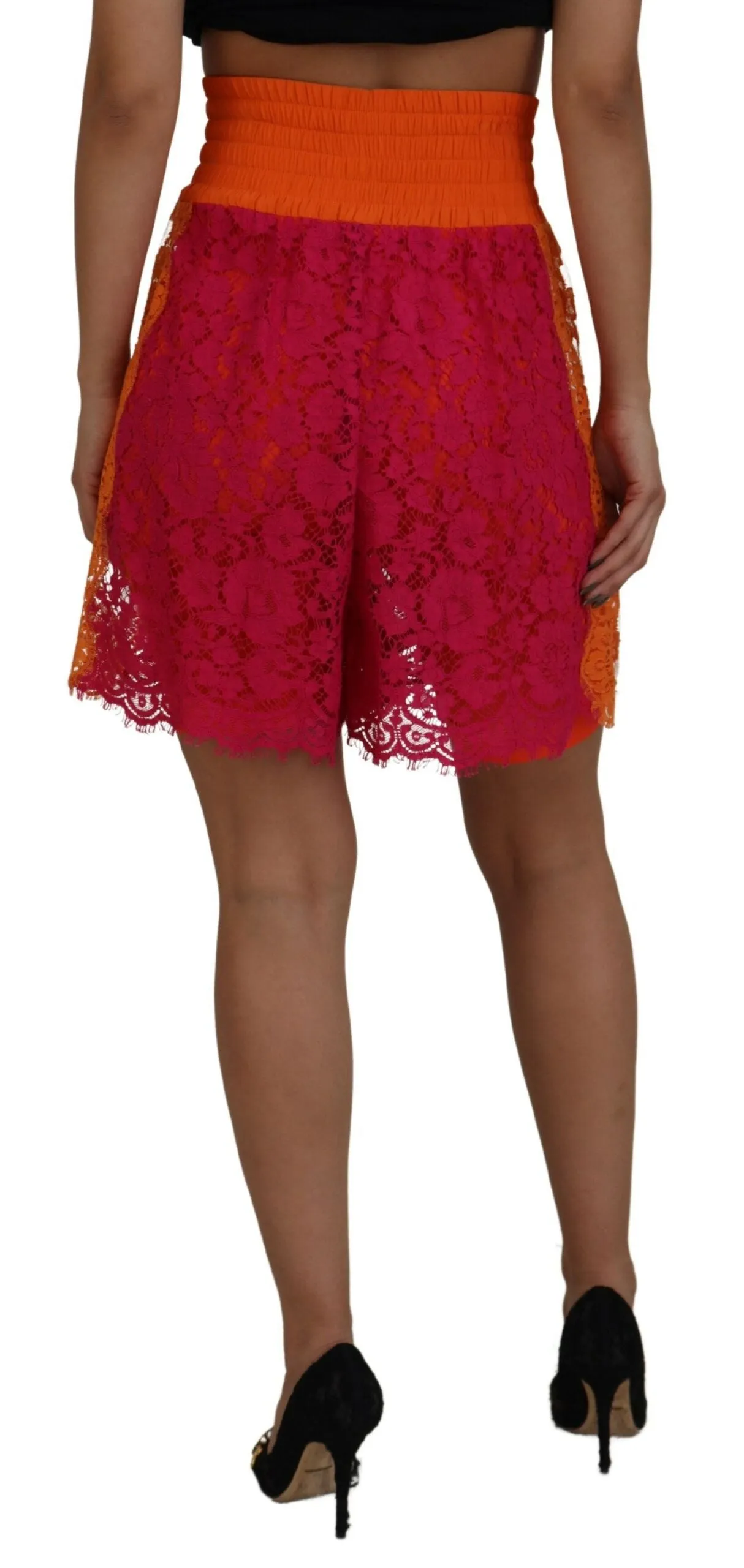 Pink Orange Lace Cotton High Waist Shorts sold by Lord & Taylor product image thumbnail 3