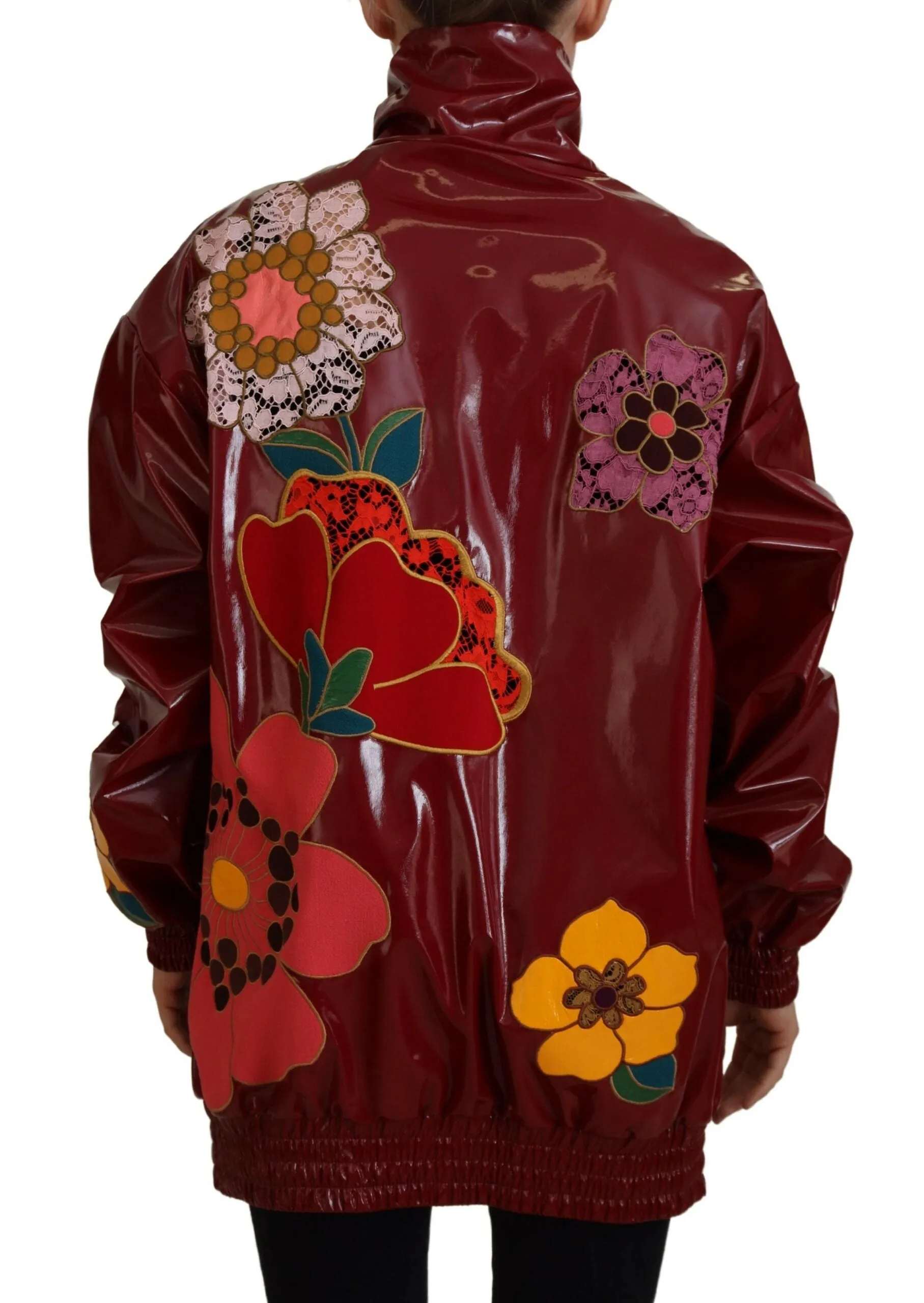 Maroon Floral Full Zip Polyester Women Jacket sold by Lord & Taylor product image thumbnail 3