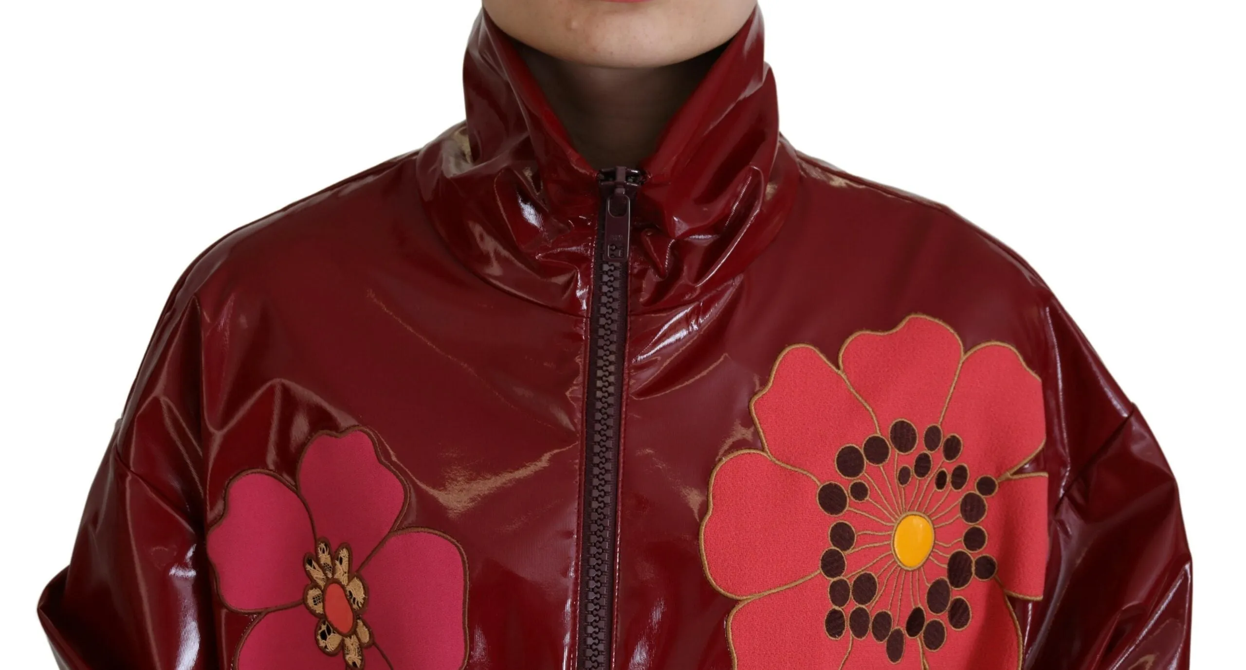 Maroon Floral Full Zip Polyester Women Jacket sold by Lord & Taylor product image thumbnail 4