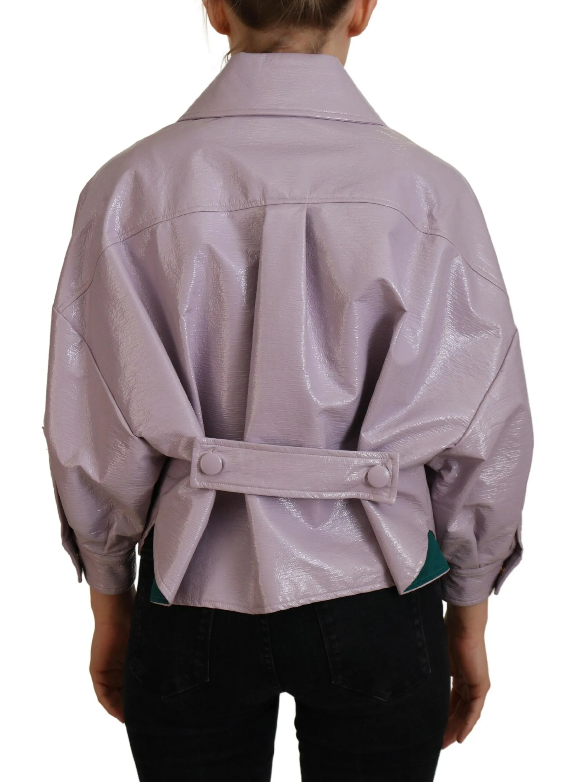Purple Cotton Button Down Cropped Jacket sold by Lord & Taylor product image thumbnail 3