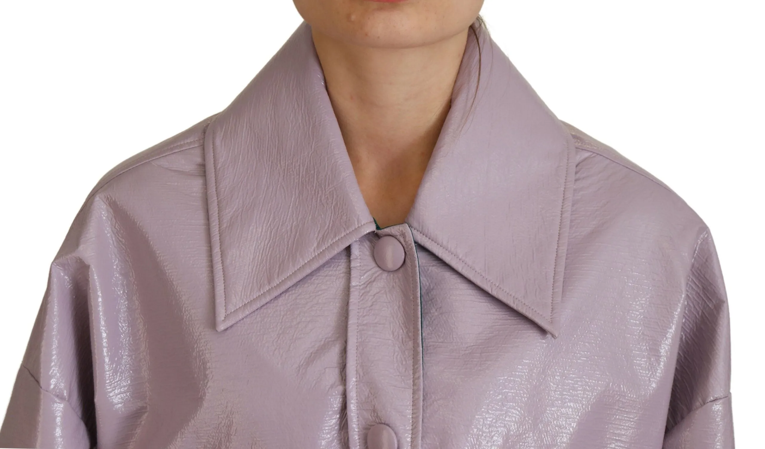 Purple Cotton Button Down Cropped Jacket sold by Lord & Taylor product image thumbnail 4
