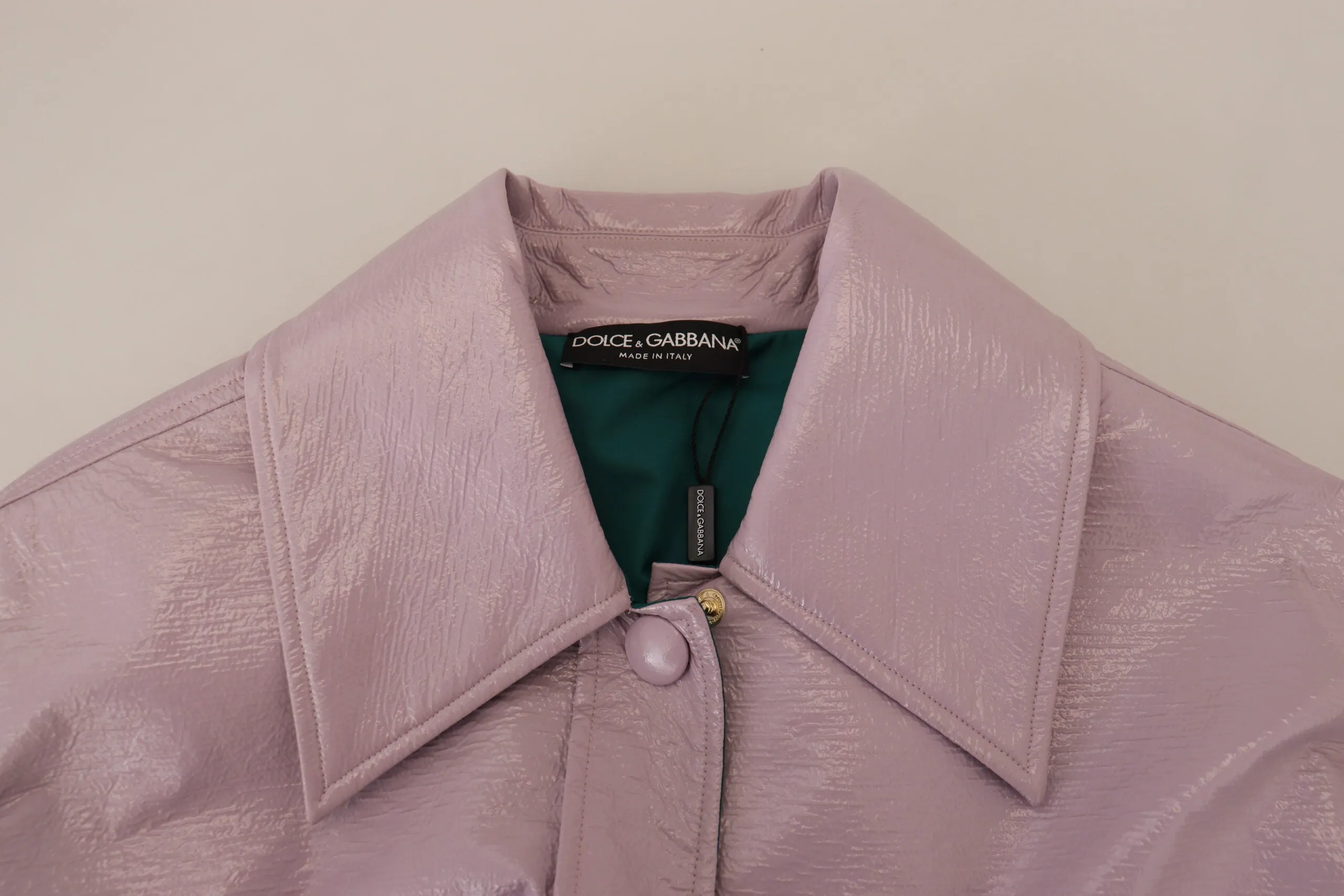 Purple Cotton Button Down Cropped Jacket sold by Lord & Taylor product image thumbnail 5
