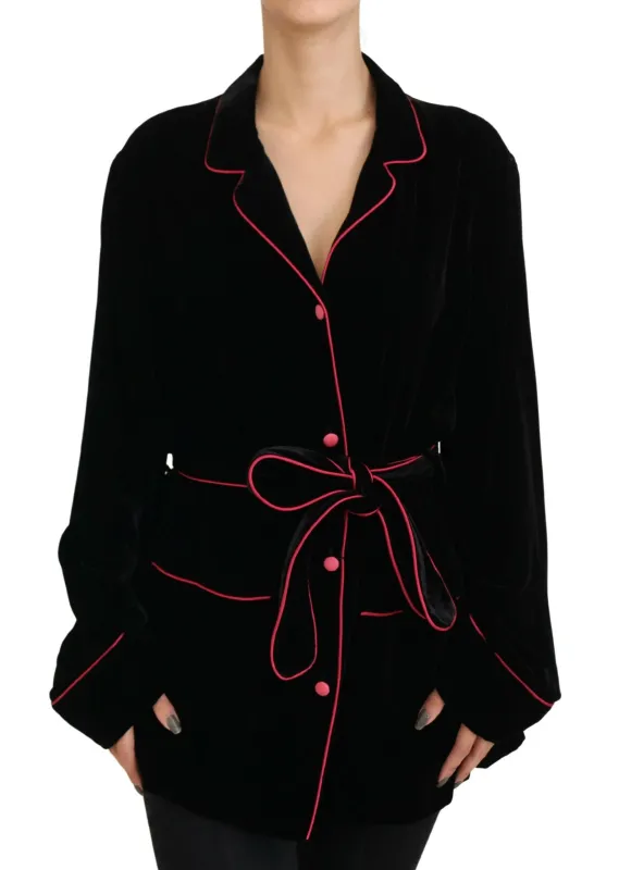Black Button Belted Blazer Viscose Jacket sold by Lord & Taylor