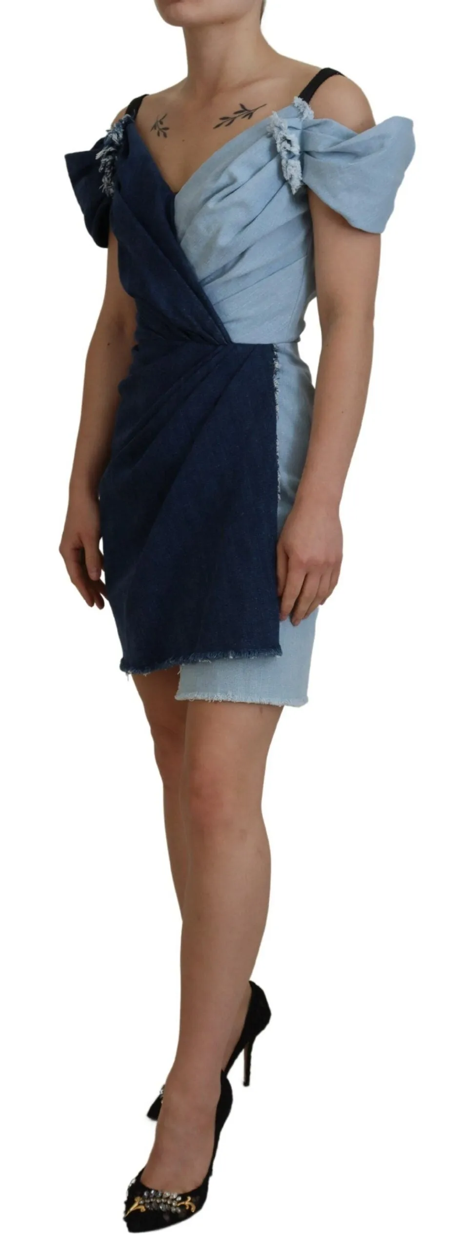Two Tone Blue Patchwork Denim Mini Dress sold by Lord & Taylor product image thumbnail 2