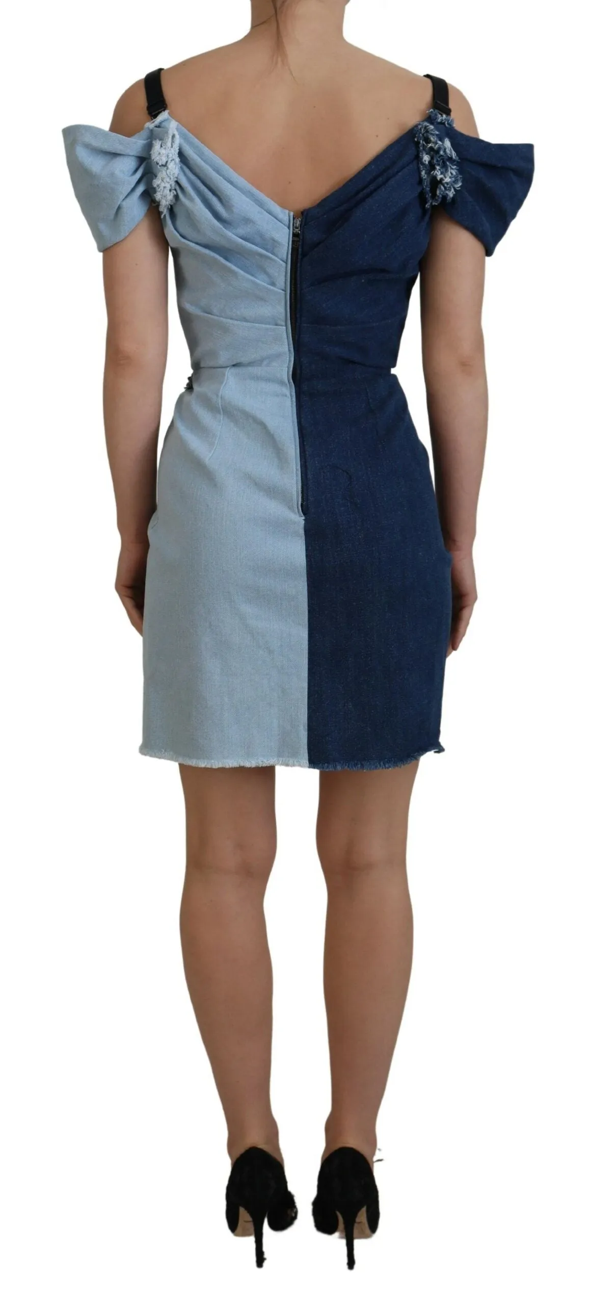 Two Tone Blue Patchwork Denim Mini Dress sold by Lord & Taylor product image thumbnail 3