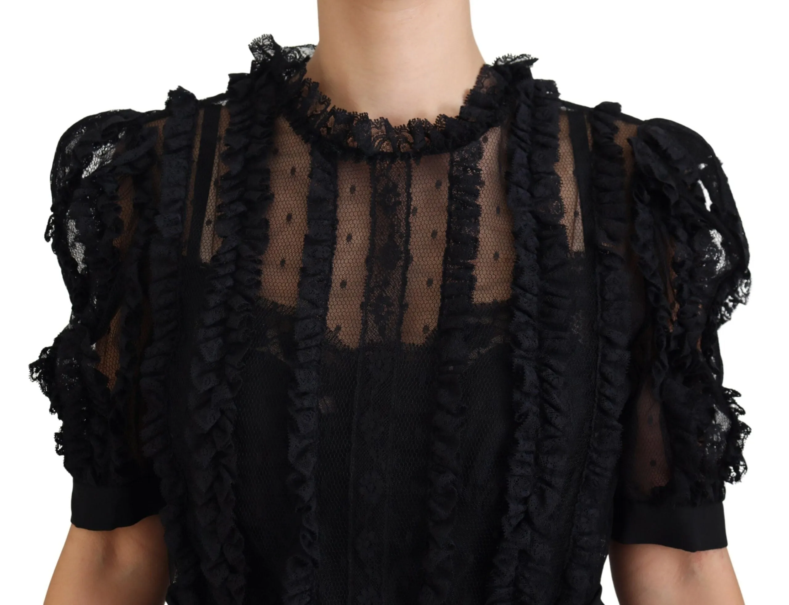 Black Lace Trim A-line Mini Nylon Dress sold by Lord & Taylor product image thumbnail 4