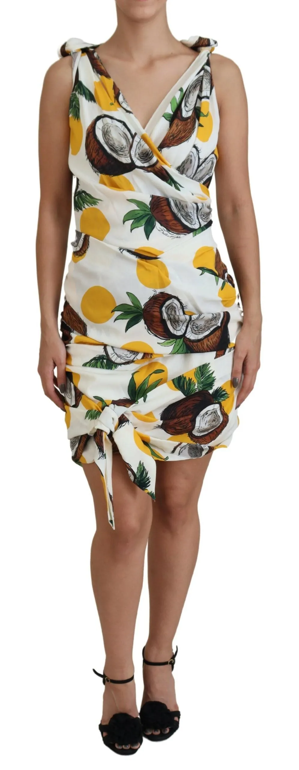 White Coconut Print Sheath Mini Silk Dress sold by Lord & Taylor