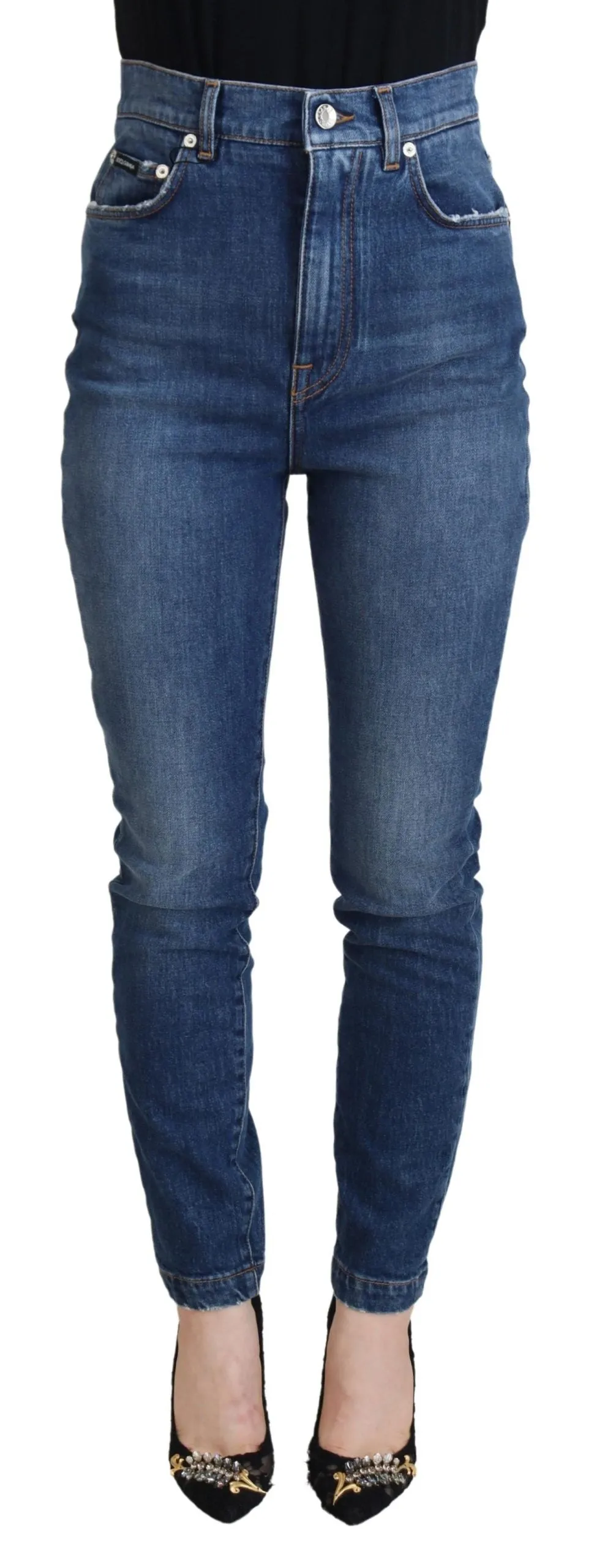 Blue Cotton High Waist Skinny Denim Jeans sold by Lord & Taylor