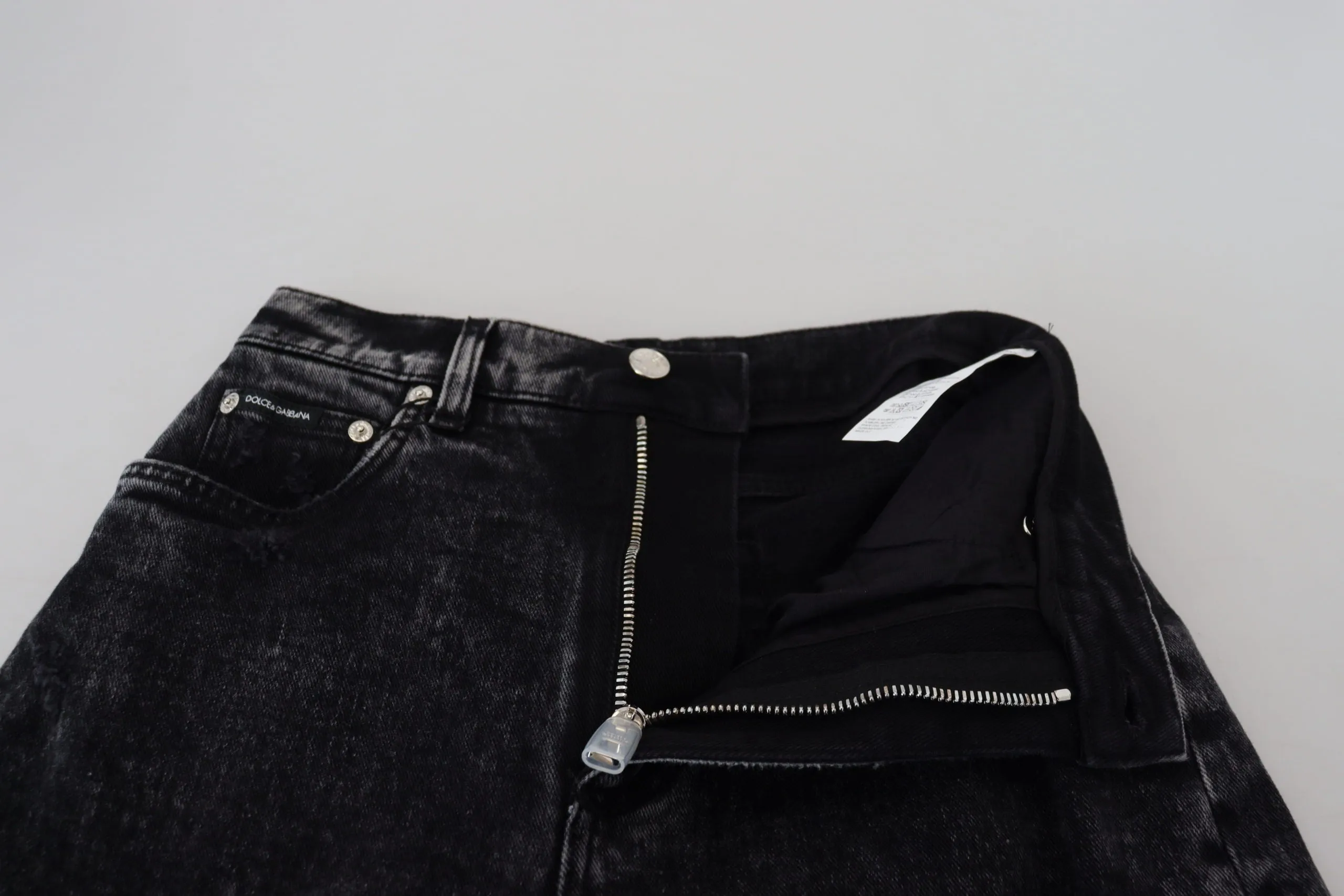 Black Washed Cotton High Waist Denim Jeans sold by Lord & Taylor product image thumbnail 4