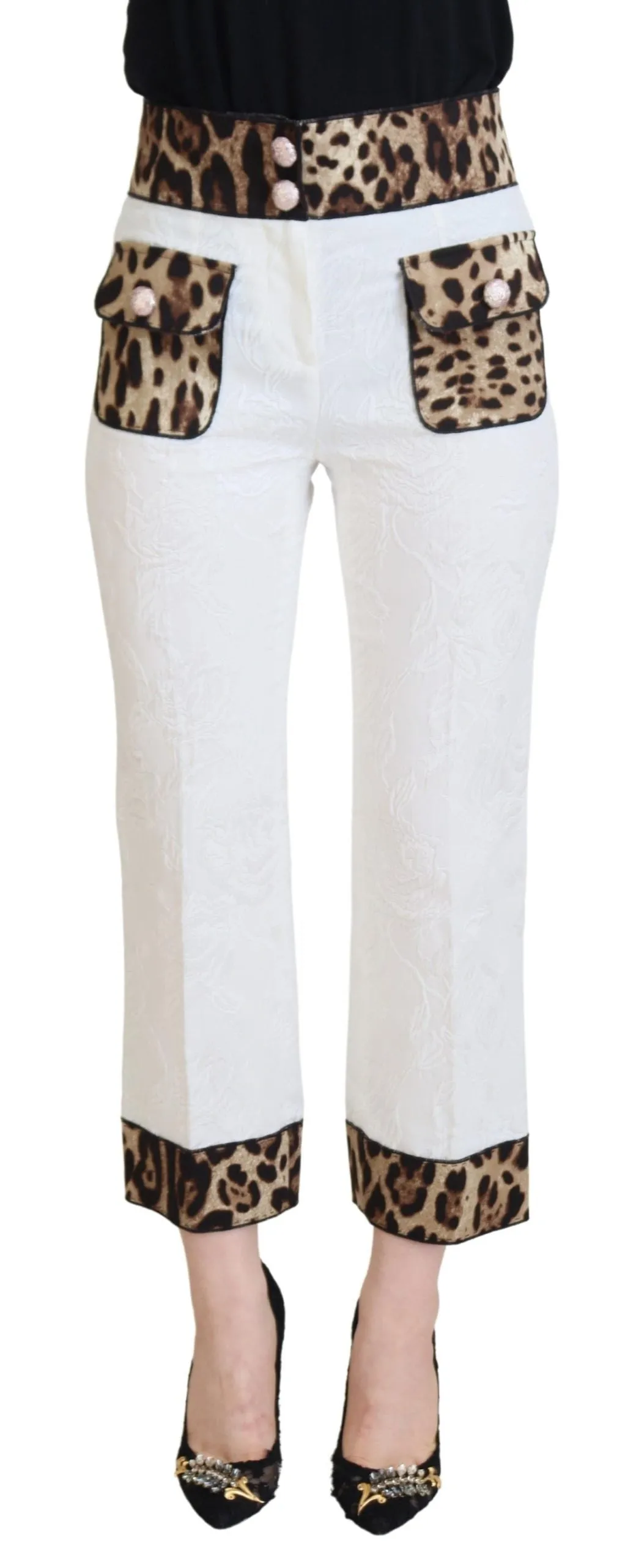 White Leopard Print High Waist Pants sold by Lord & Taylor