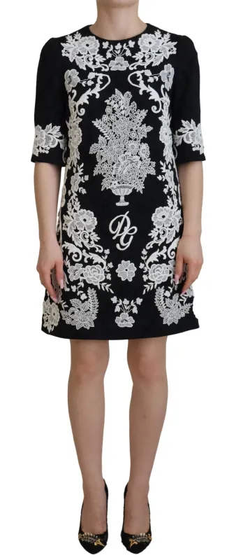 Black Lace Trim Half Sleeves A-line Dress sold by Lord & Taylor