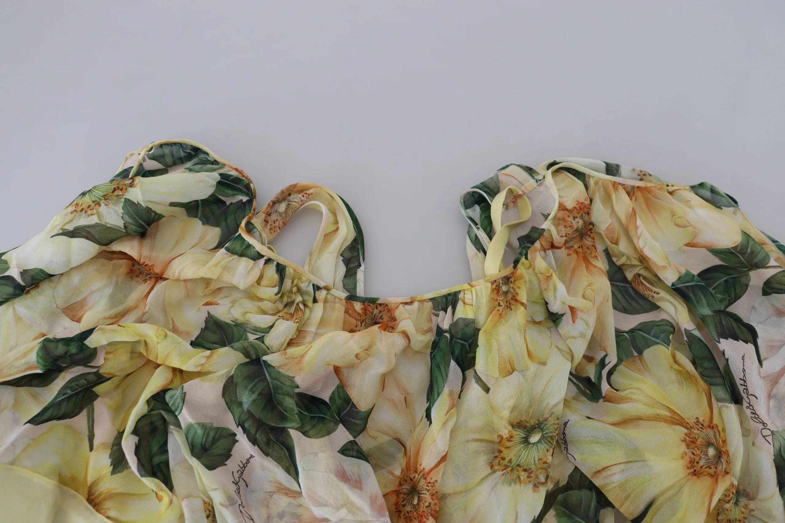 Yellow Floral Print Pleated Maxi Silk Dress sold by Lord & Taylor product image thumbnail 5