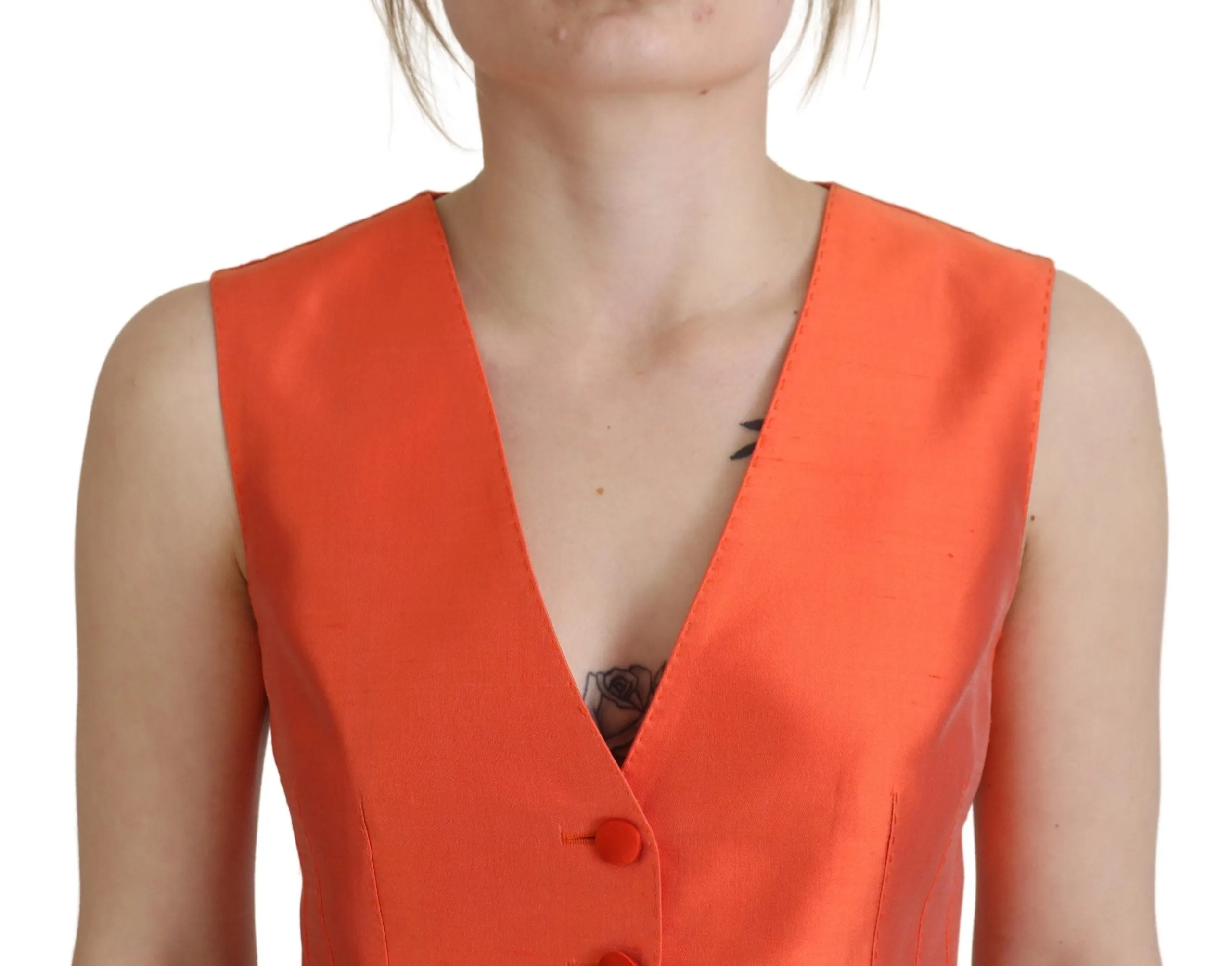 Orange Sleeveless Waistcoat Cropped Vest Top sold by Lord & Taylor product image thumbnail 4