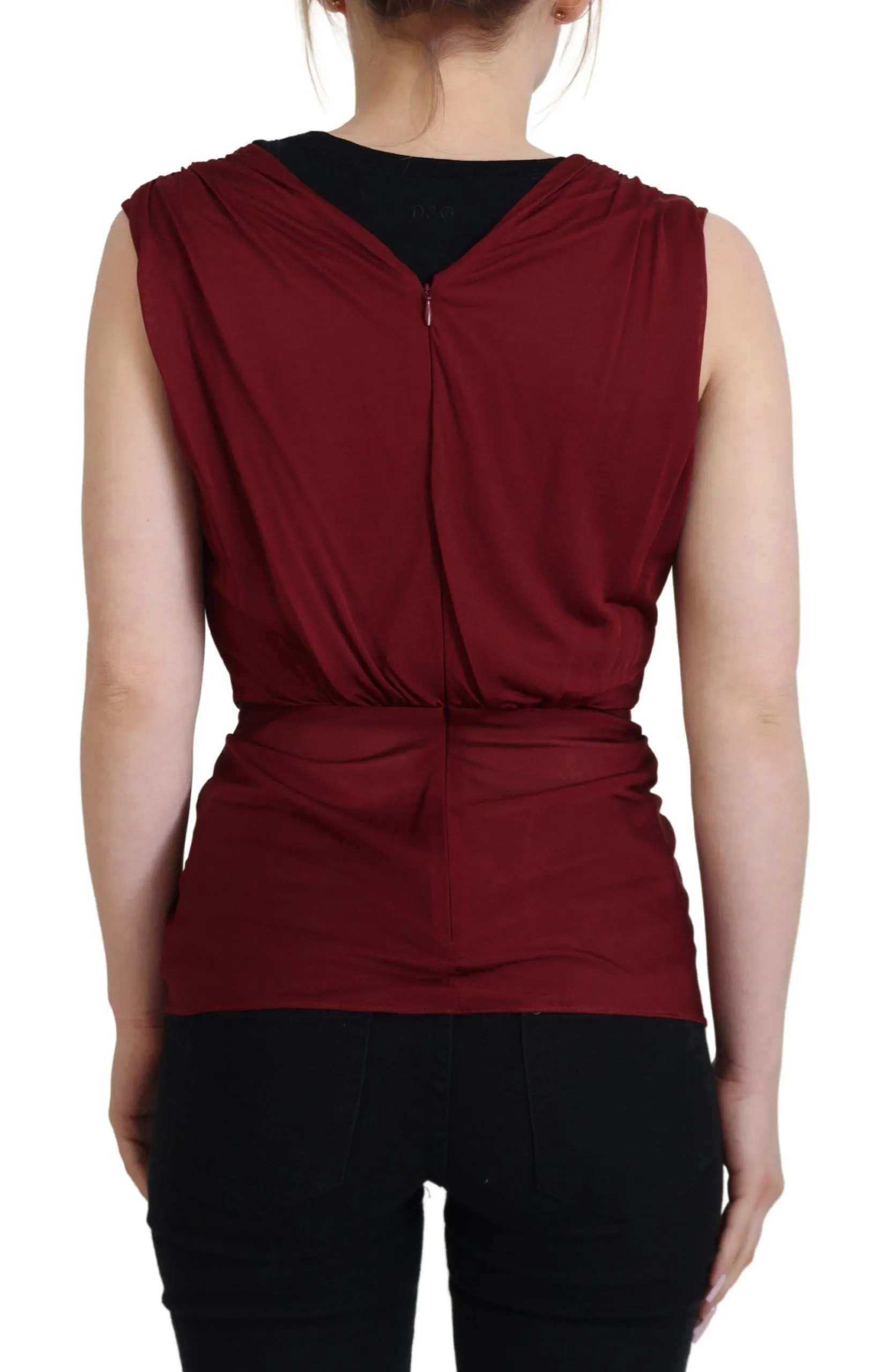 Bordeaux Silk Stretch Top Vest Blouse sold by Lord & Taylor product image thumbnail 2