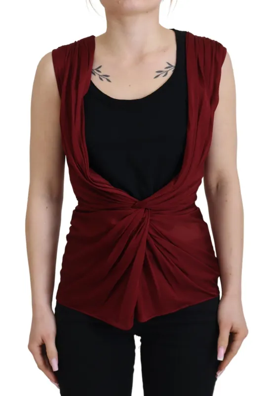 Bordeaux Silk Stretch Top Vest Blouse sold by Lord & Taylor