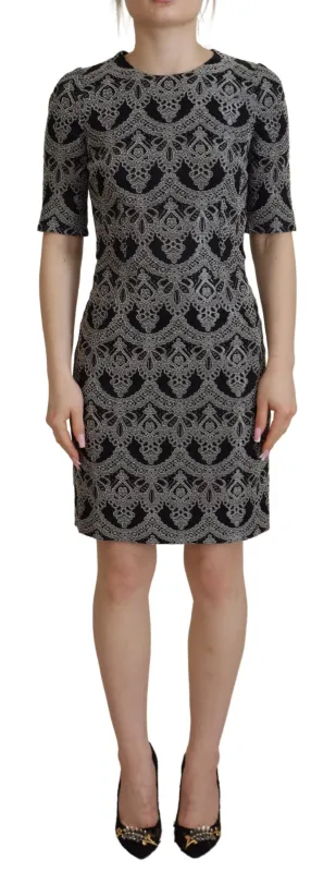 Black Gray Jacquard Sheath Bodycon Dress sold by Lord & Taylor