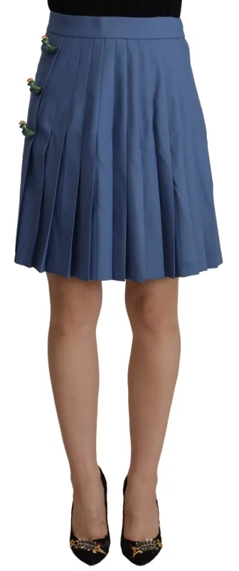 Blue Embellished Pleated Mini Skirt Wool sold by Lord & Taylor