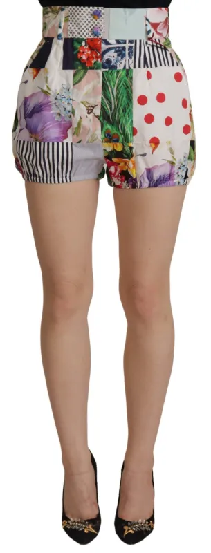 Multicolor Patchwork High Waist Cotton Shorts sold by Lord & Taylor