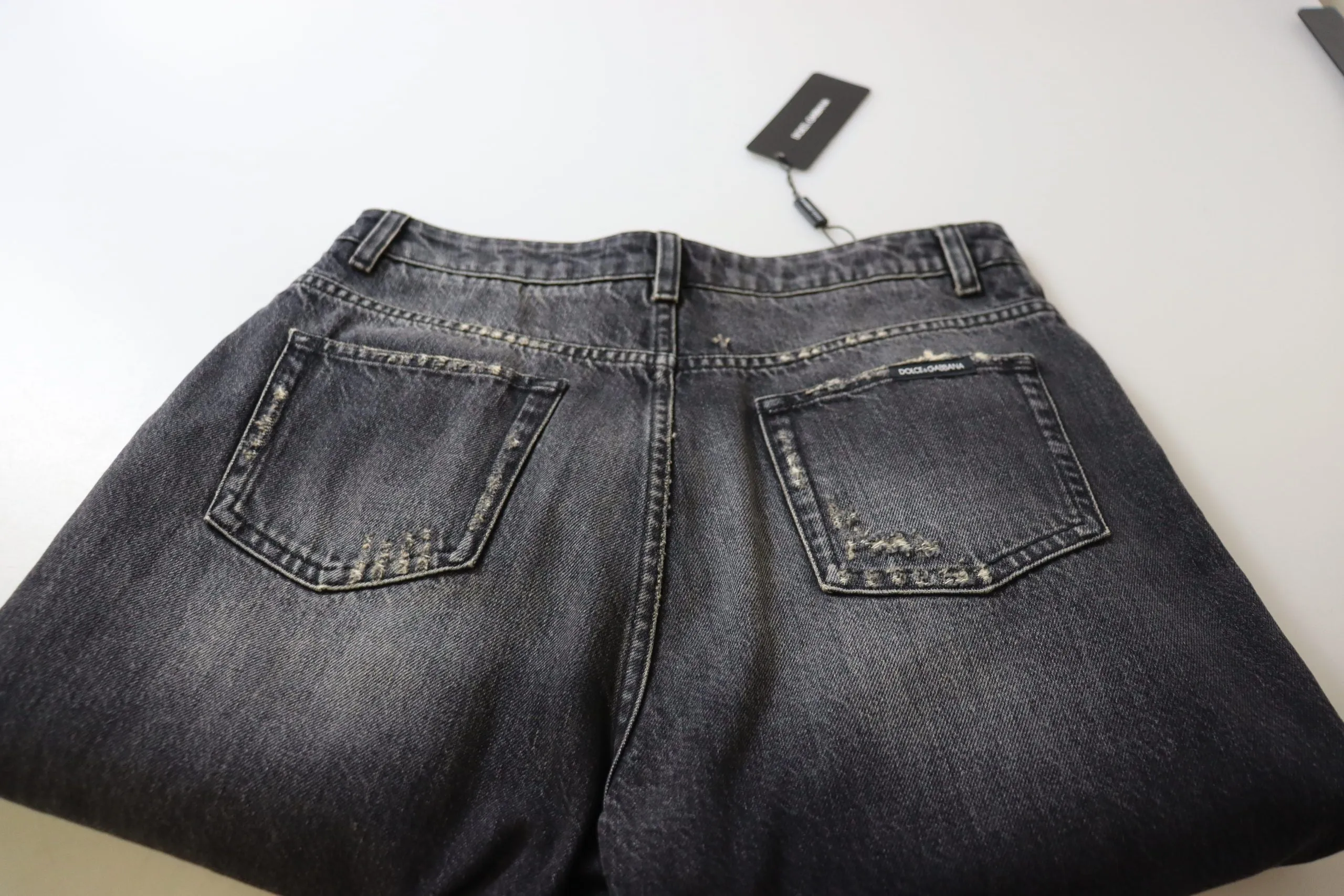 Black Washed Tattered High Waist Denim Jeans sold by Lord & Taylor product image thumbnail 4