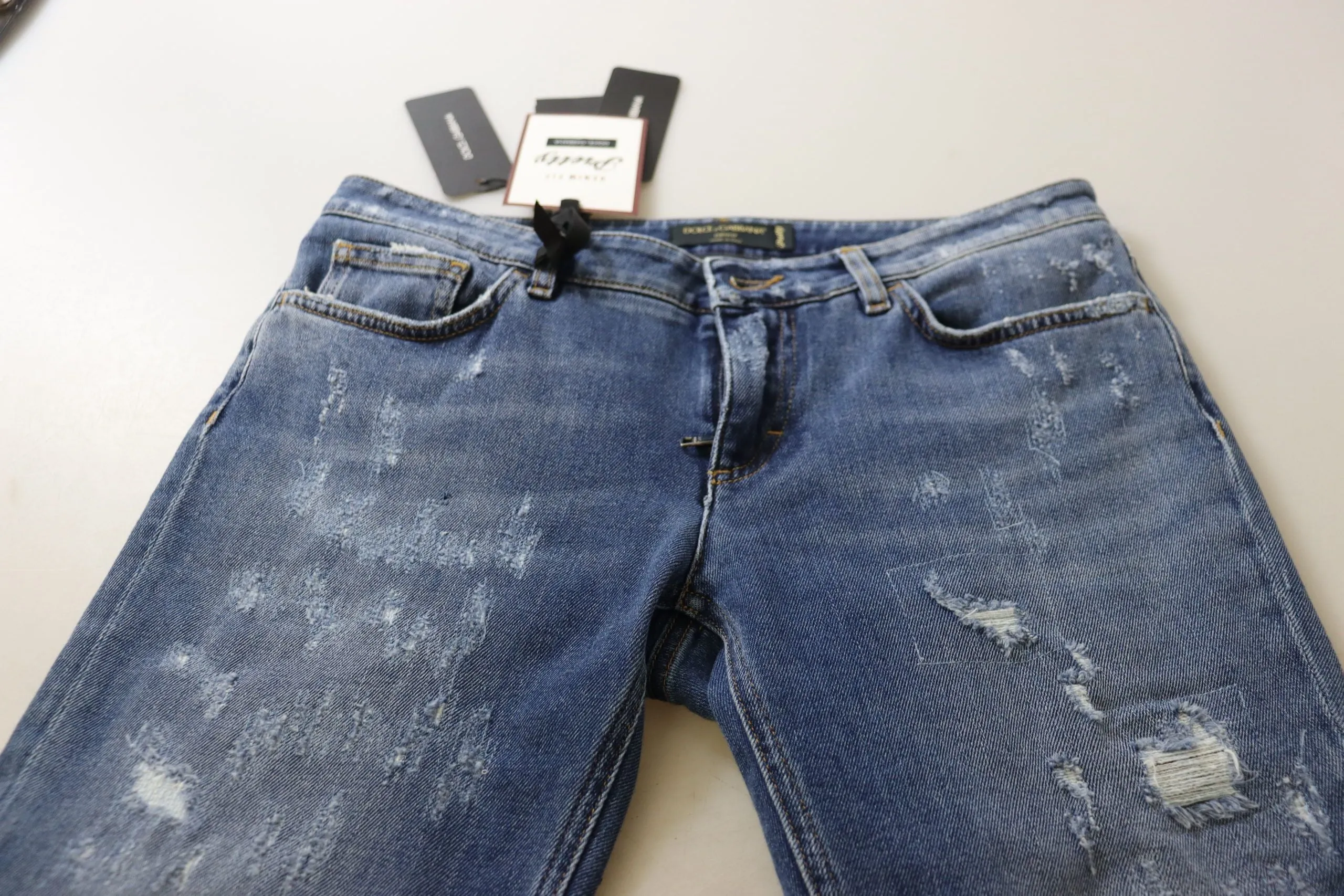 Blue Washed Cotton Skinny Low Waist Denim Jeans sold by Lord & Taylor product image thumbnail 5