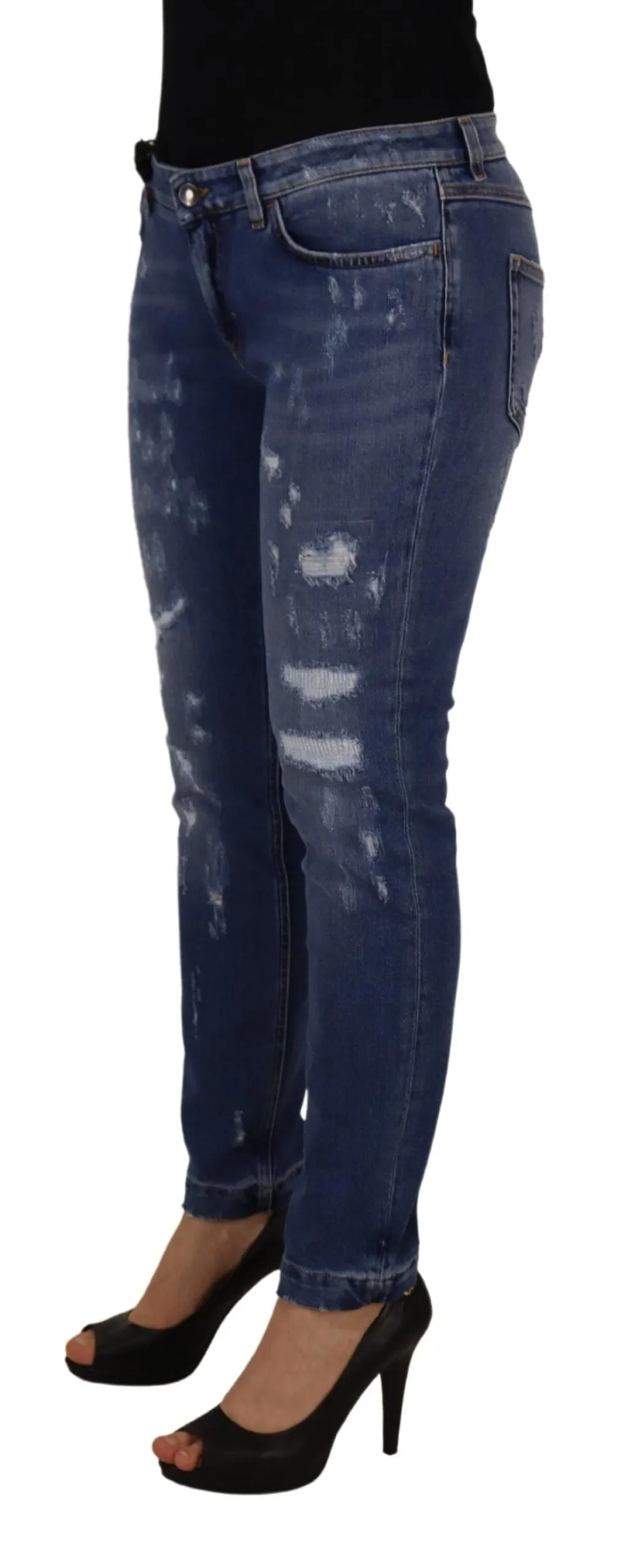Blue Washed Cotton Skinny Low Waist Denim Jeans sold by Lord & Taylor product image thumbnail 2