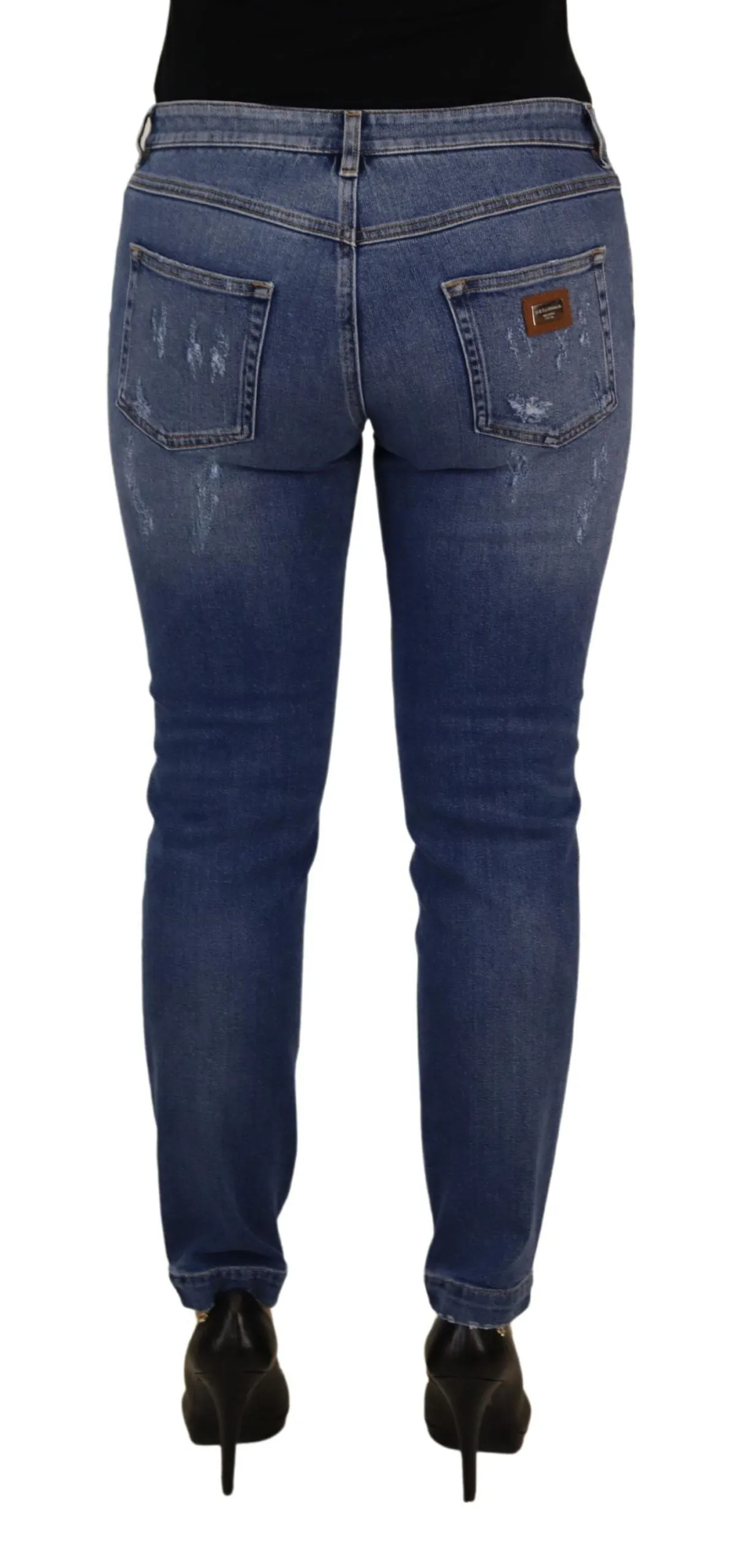 Blue Washed Cotton Skinny Low Waist Denim Jeans sold by Lord & Taylor product image thumbnail 3