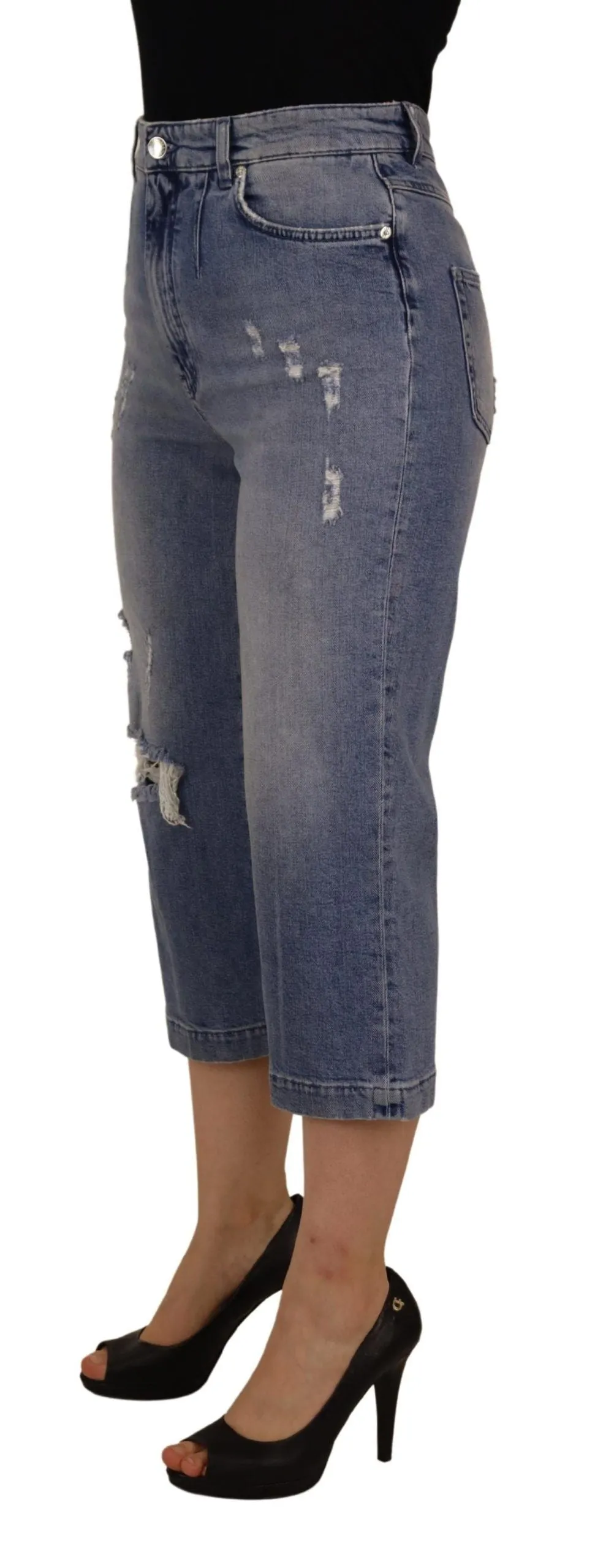Blue Washed High Waist Cropped Denim Jeans sold by Lord & Taylor product image thumbnail 2