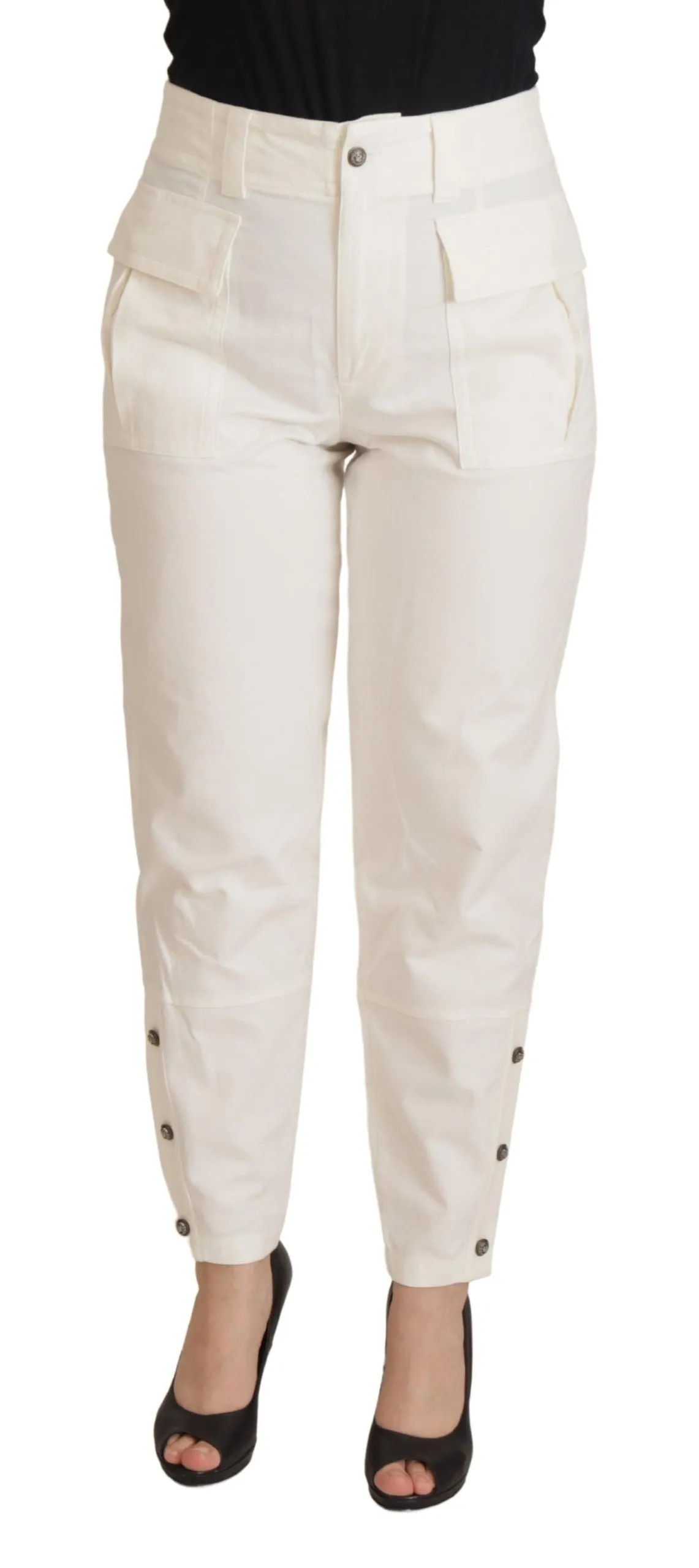 White High Waist Tapered Women Cotton Pants sold by Lord & Taylor