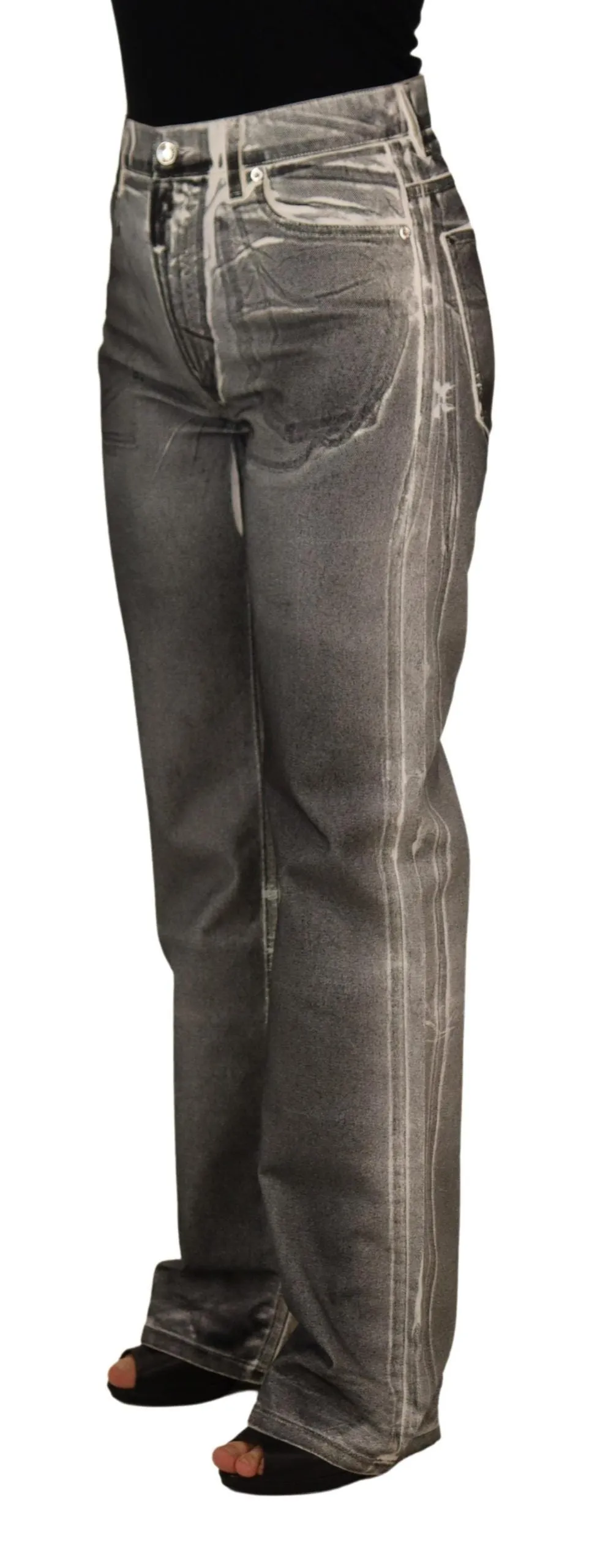 Grey Washed High Waist Denim Pants Cotton Jeans sold by Lord & Taylor product image thumbnail 2
