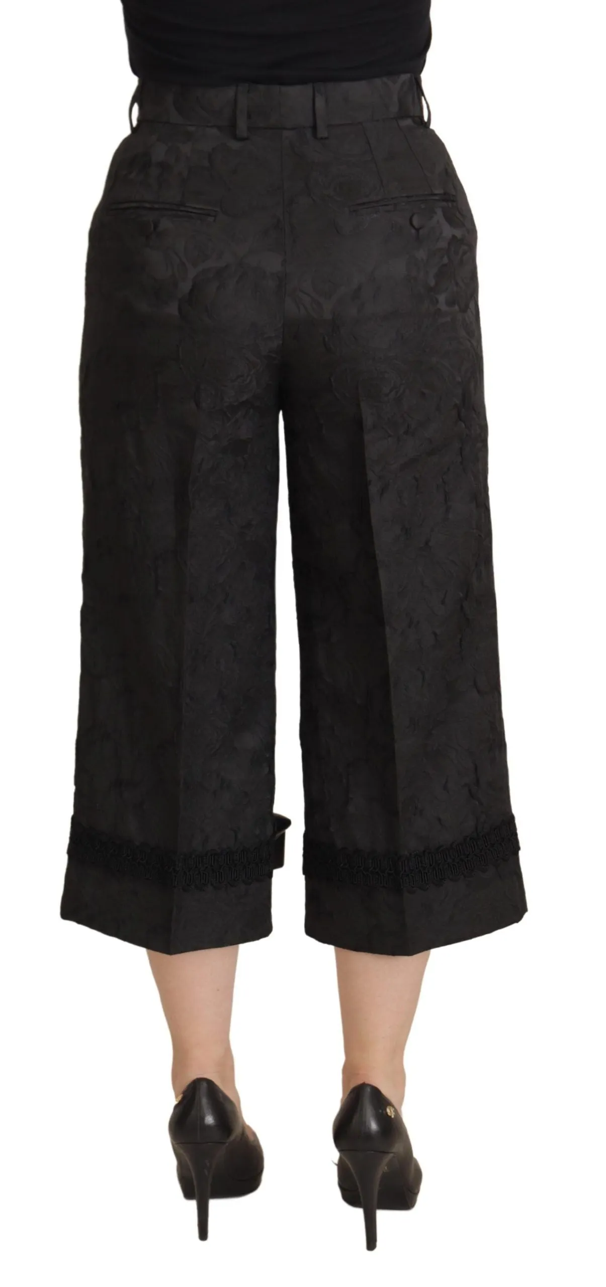 Black Brocade Cropped High Waist Pants sold by Lord & Taylor product image thumbnail 3