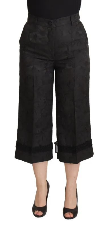 Black Brocade Cropped High Waist Pants sold by Lord & Taylor