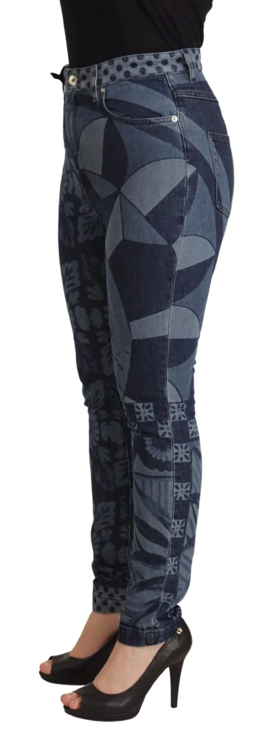 Blue Floral High Waist Skinny Denim Jeans sold by Lord & Taylor product image thumbnail 2