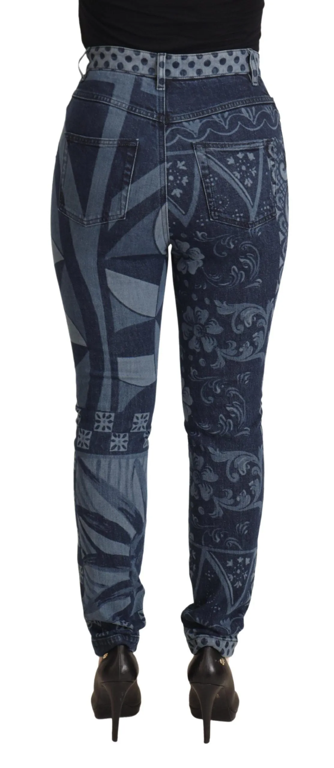 Blue Floral High Waist Skinny Denim Jeans sold by Lord & Taylor product image thumbnail 3