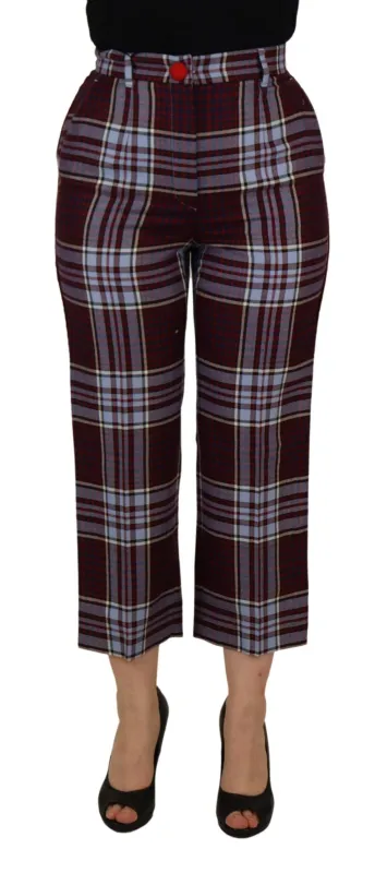 Gray Checked High Waist Cropped Trouser Pants sold by Lord & Taylor