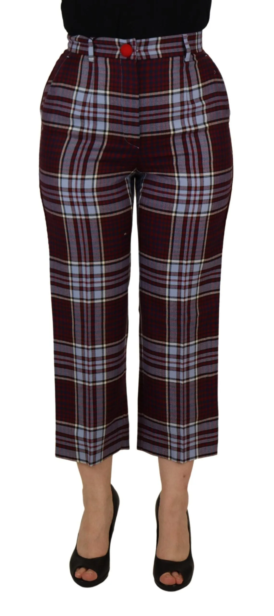 Gray Checked High Waist Cropped Trouser Pants sold by Lord & Taylor