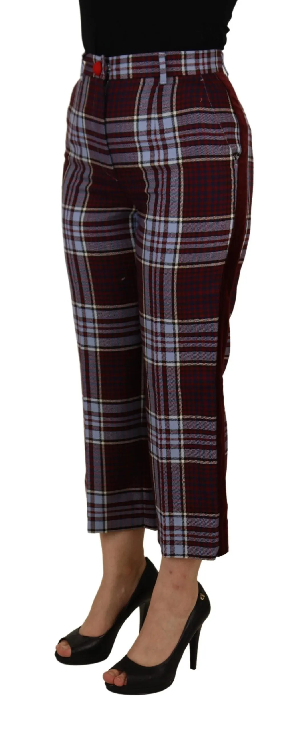 Gray Checked High Waist Cropped Trouser Pants sold by Lord & Taylor product image thumbnail 3