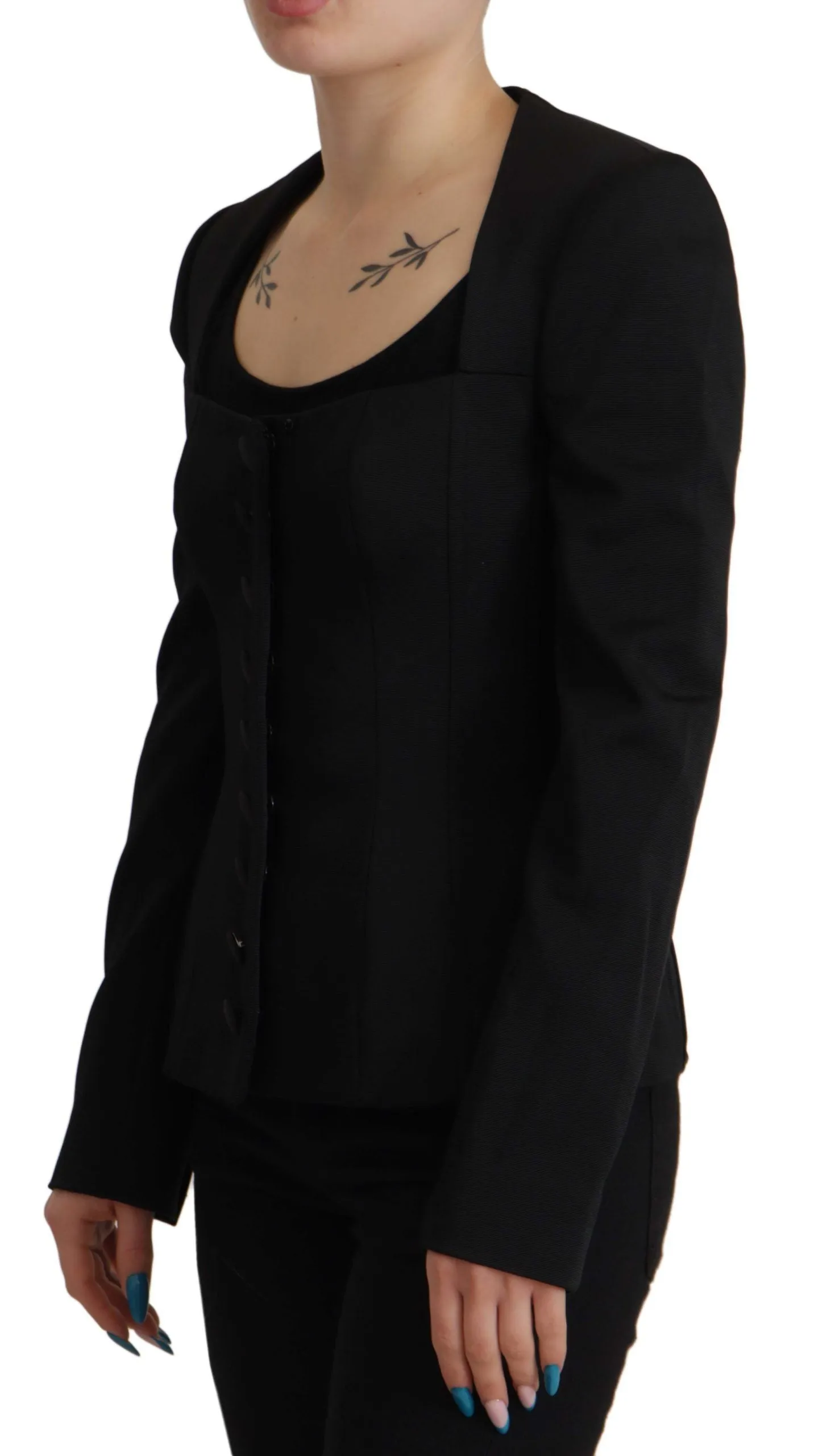 Black Slim Fit Long Sleeves Snap Jacket sold by Lord & Taylor product image thumbnail 4