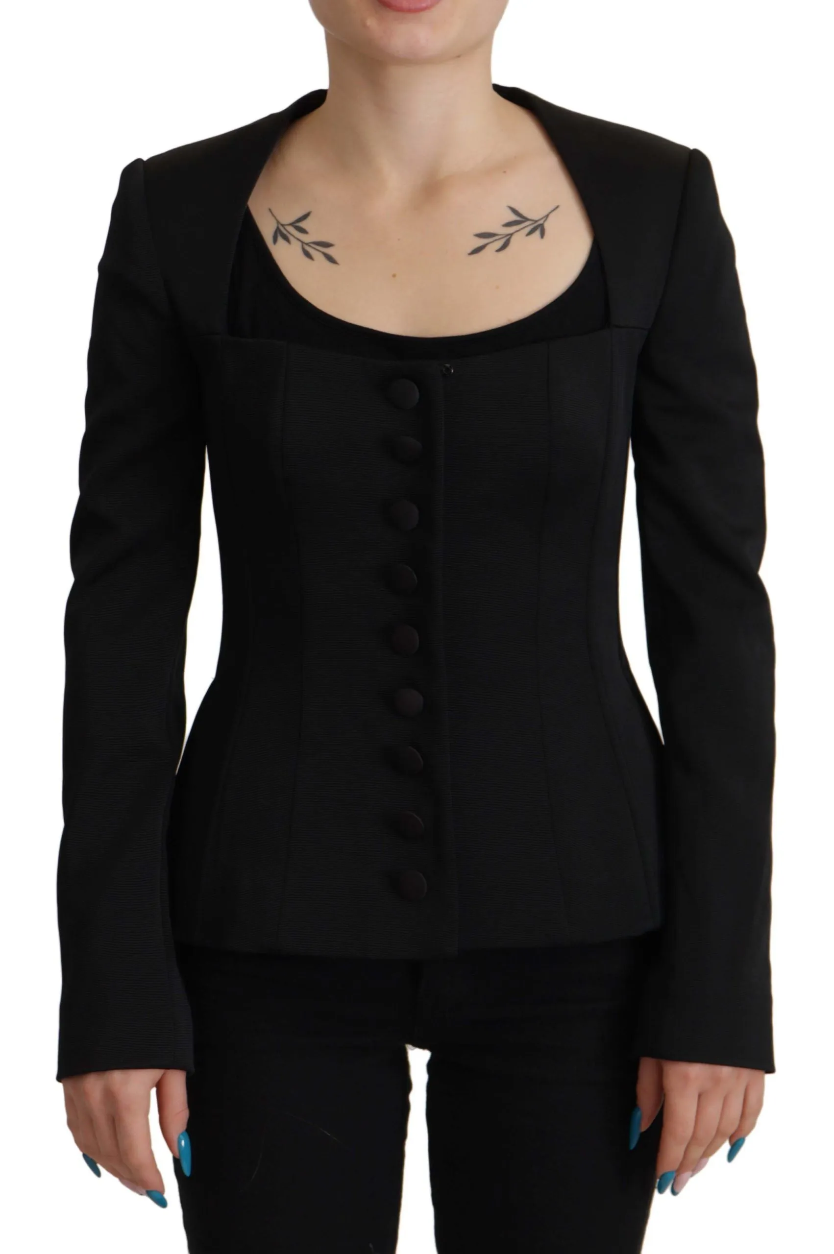 Black Slim Fit Long Sleeves Snap Jacket sold by Lord & Taylor