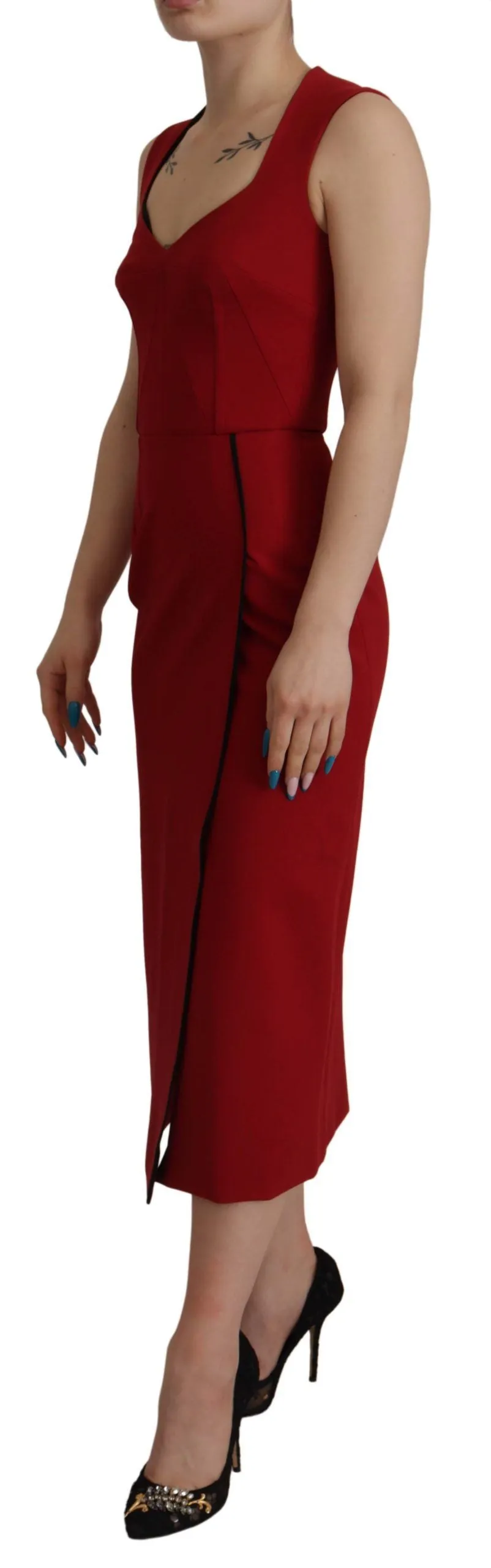 Red Sweetheart Neck Bodycon Midi Dress sold by Lord & Taylor product image thumbnail 4