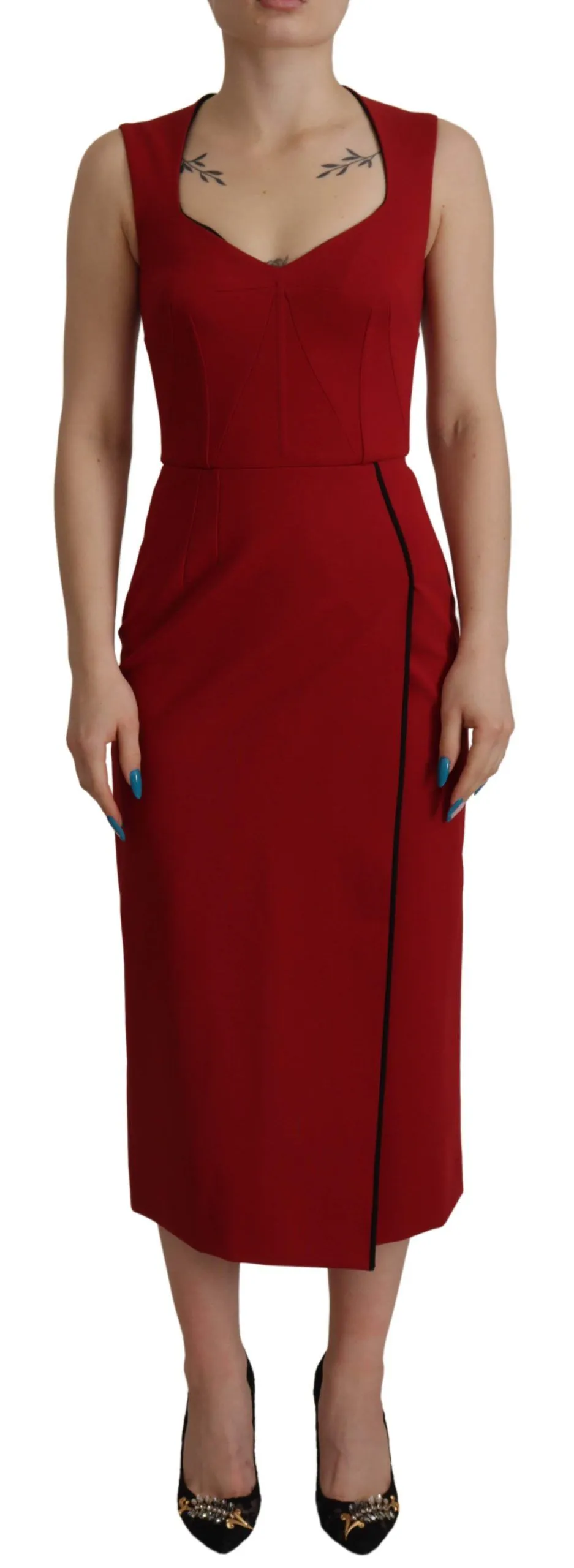 Red Sweetheart Neck Bodycon Midi Dress sold by Lord & Taylor